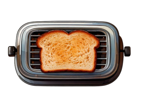 Toaster Flat Illustration with Toast Bread, Front View, Modern Vector Design, Isolated on Transparent Background PNG