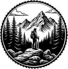 Lone Trekker in the Mountains