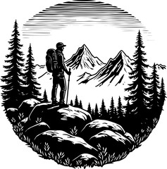 Lone Trekker in the Mountains