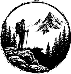 Lone Trekker in the Mountains