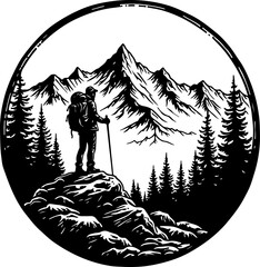 Lone Trekker in the Mountains