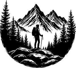 Lone Trekker in the Mountains