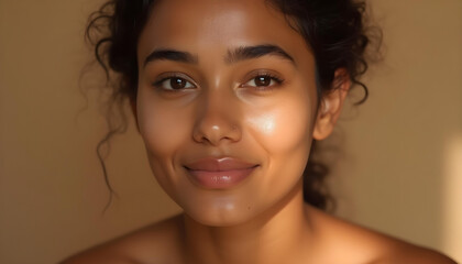 indian asian model hair care skin care concept