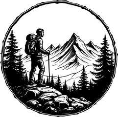 Lone Trekker in the Mountains