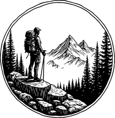 Lone Trekker in the Mountains