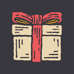 Illustration of Gift Wrapped with Ribbon and Bow
