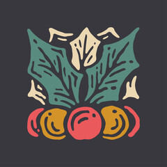 Illustration of doodle Christmas Berries