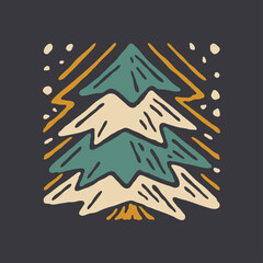 Stylized Christmas Tree Illustration on Black Background
