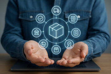 Circular Logistics and Distribution Process Icons supply chain