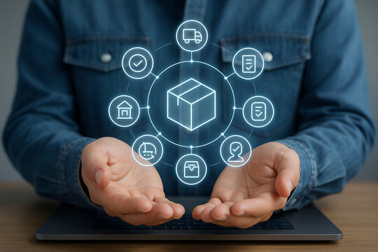 Circular Logistics and Distribution Process Icons supply chain