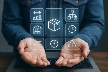 Warehouse and Logistics Management Icons Displayed