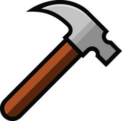 Claw hammer flat design tool illustration for construction and diy