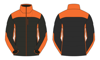 Black and orange puffer jacket template