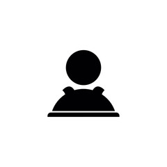 Stylized Black Silhouette Icon of a Person with a Plate or Tray Suggesting a Meal or Service