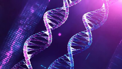 Dna strands displaying genetic information and medical research data - Powered by Adobe