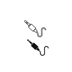 Two different representations of a 3.5mm audio jack connector with a coiled cable, one in outline and one solid black fill