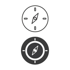 Compass icon set featuring a simple outline and a solid dark circle design for navigation and orientation purposes