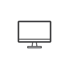 Modern Computer Monitor Screen Display with Stand and Base Simple Outline Icon Vector Graphic Simple Flat Design
