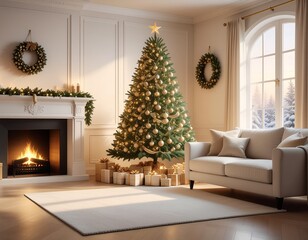 Sala navide&ntilde;a acogedora