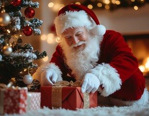 Santa visitando una sala moderna