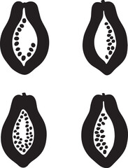 Papaya fruit vector set food design nutrition nature healthy organic object