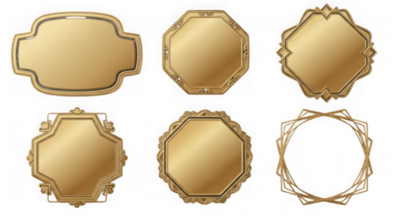 Collection of six golden frames for decoration