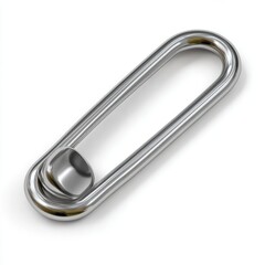 Shiny metal safety pin, a common fastening tool on a white background isolated on white background