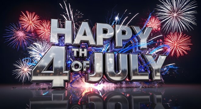 Happy fourth of july celebration with fireworks