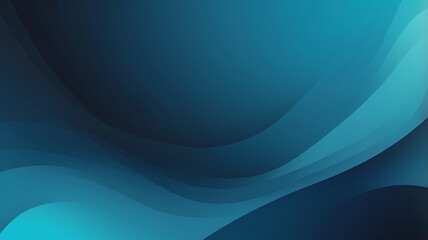 Naklejka premium Dynamic flowing abstract waves in cool teal and deep navy gradients create a modern, sophisticated backdrop for business and tech presentations.