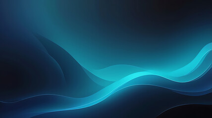 Fototapeta premium Dynamic flowing waves of luminous teal and deep blue create a modern, abstract digital art background perfect for tech or corporate themes