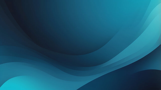 Dynamic flowing abstract waves in cool teal and deep navy gradients create a modern, sophisticated backdrop for business and tech presentations.