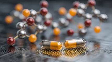 Medical capsule on circuit board and molecular structure