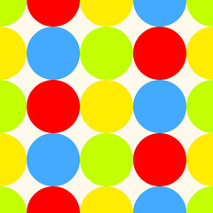 Children's bright multicolor seamless pattern of circles on white background
