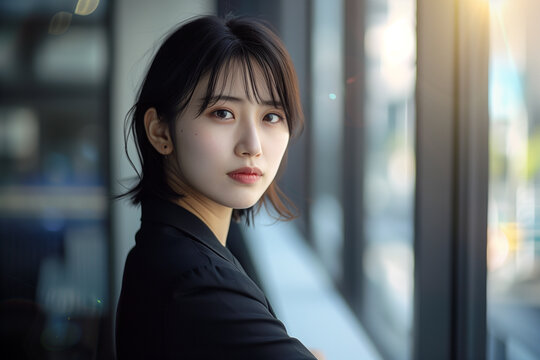 Serious Asian Business Woman by Window