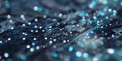 Cyber Circuitry: The intricate details of a circuit board light up, creating a captivating visual representation of the digital world, perfect for tech-focused projects.