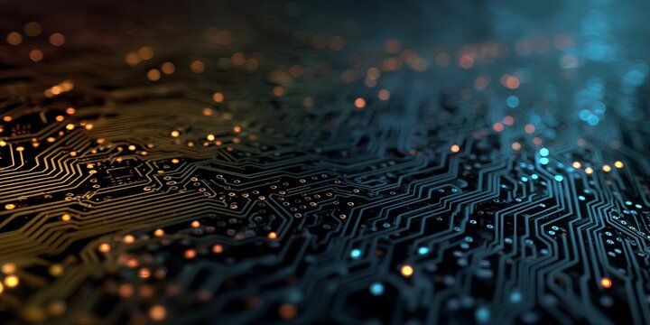 Digital Circuit Board: A high-tech digital circuit board with intricate pathways and circuits, symbolizing the complexity of modern technology.