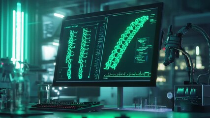 Dna genetic research displaying on laboratory computer screen - Powered by Adobe
