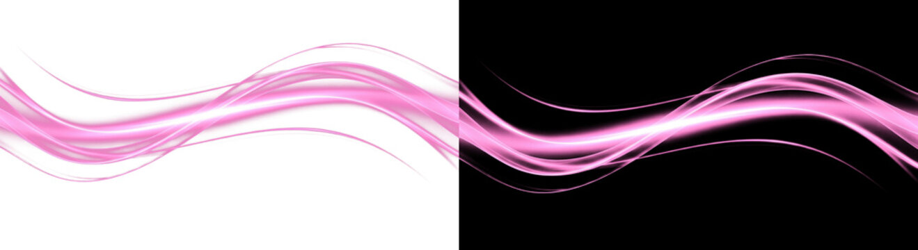 An abstract pink light wave with a luminous energy trail flows across a split background, contrasting a clean white side with a dark black side for a modern, dynamic effect