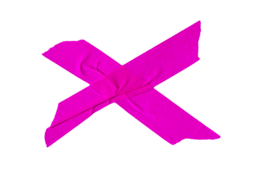 Pink adhesive sticky paper masking tape cut out design element, cross shape x
