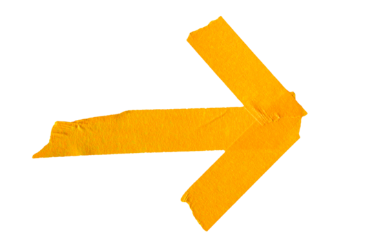 Arrow shape sticky orange paper masking tape cut out design element