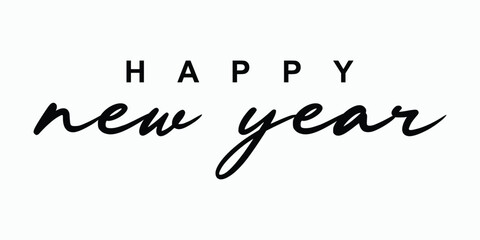 Stylish Happy New Year greeting with white background for festive celebrations, wishing joy and prosperity this coming year