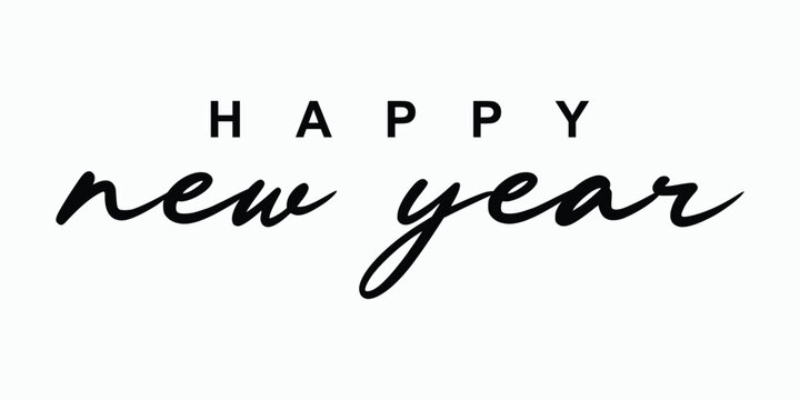 Stylish Happy New Year greeting with white background for festive celebrations, wishing joy and prosperity this coming year