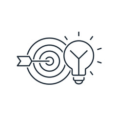 Creative idea to achieve the goal.Vector linear icon isolated on white background.