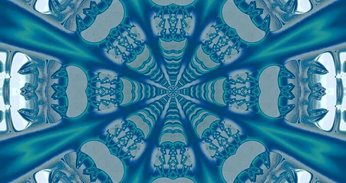 Seamless tunnel video loop creating a mesmerizing visual journey through a blue kaleidoscope world
