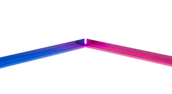 Minimalist corner with neon lights isolated on white background, modern design