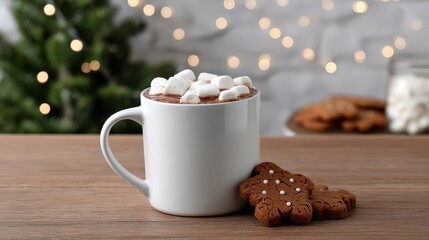 Warm winter delight: hot chocolate with marshmallows and gingerbread