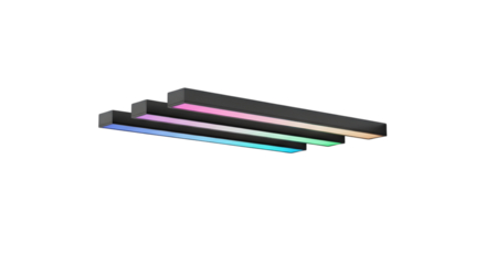 Modern led linear wall lights isolated on white background in studio