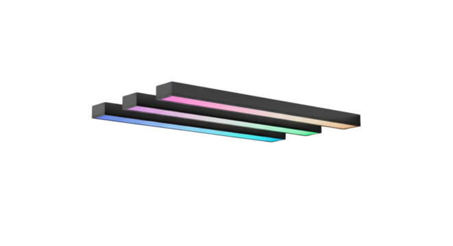 Modern led linear wall lights isolated on white background in studio