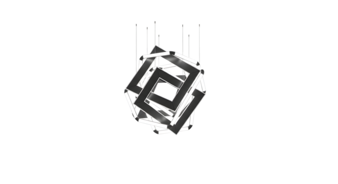 Modern black and white geometric chandelier isolated on white background