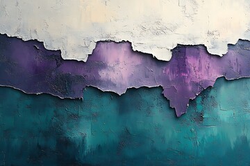 Obraz premium Abstract painted texture background with white, purple, and teal colored layers and rough edges